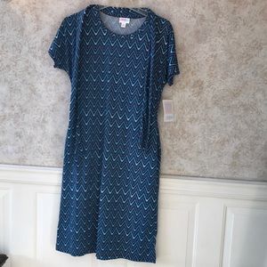 NWT LulaRoe Marly dress Size X-Small. Blues and brown.